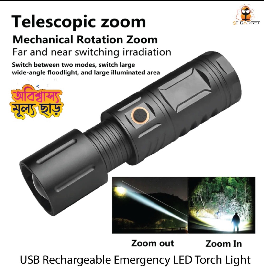 RECHARGEABLE LED TORCH LIGHT, WATERPROOF STRONG LED FLASHLIGHT WITH POWER BANK